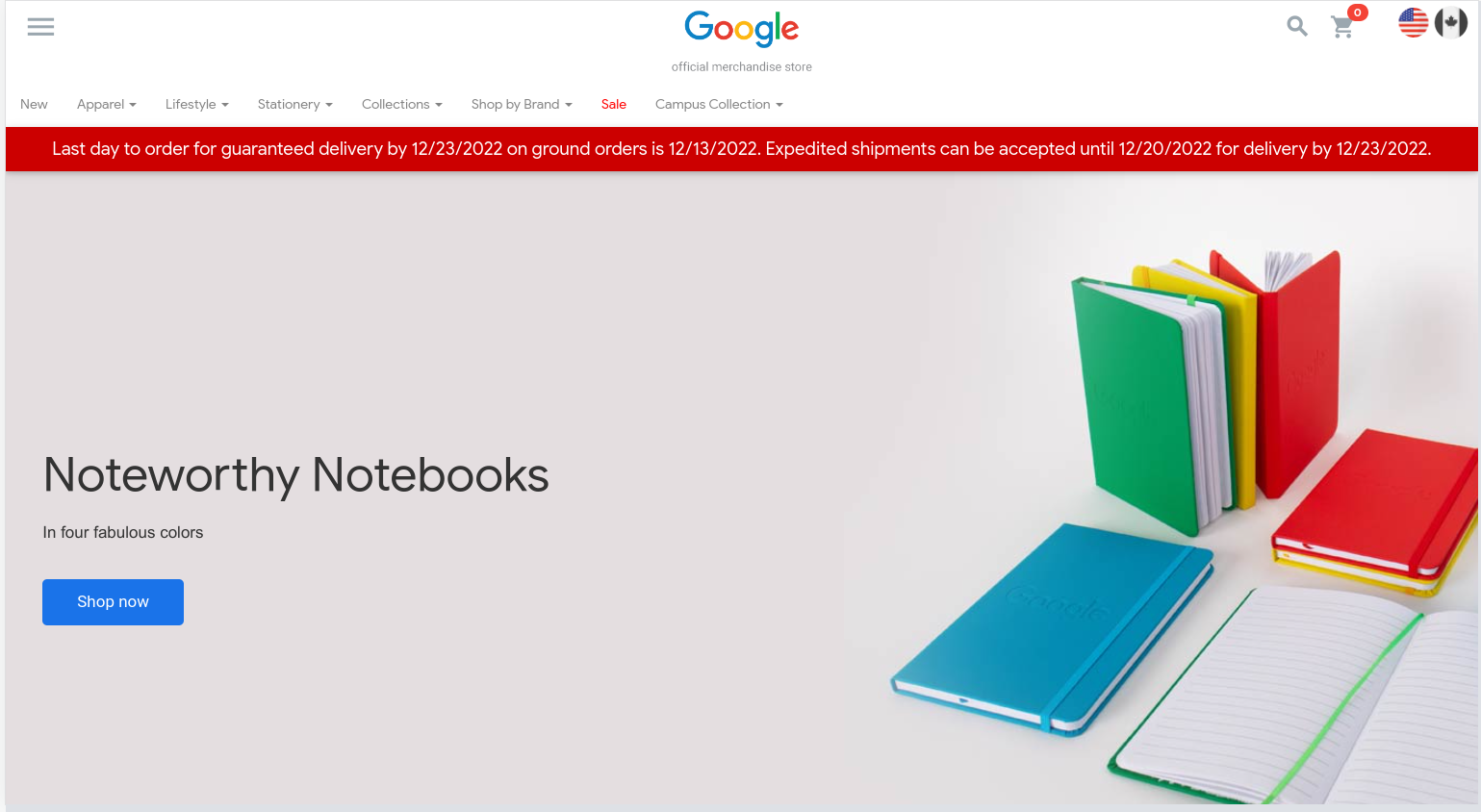 Сайт магазину Google Merchandise Store